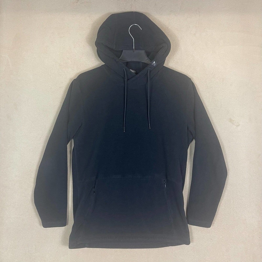 Gymshark Mens S Fleece Hoodie Black Zipper Pockets Regular Fit Oversized
